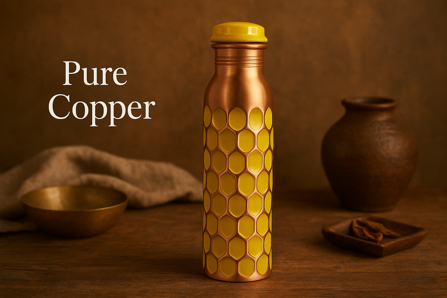 Copper Water Bottle Made with Pure Copper
